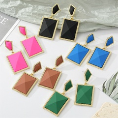 retro candy color geometric resin colorful frosted square long earrings