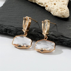 retro irregular geometric transparent crystal earrings