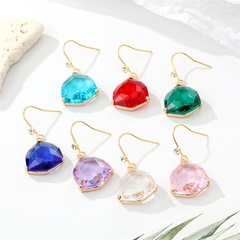 retro geometric crystal pendant colored glass earrings