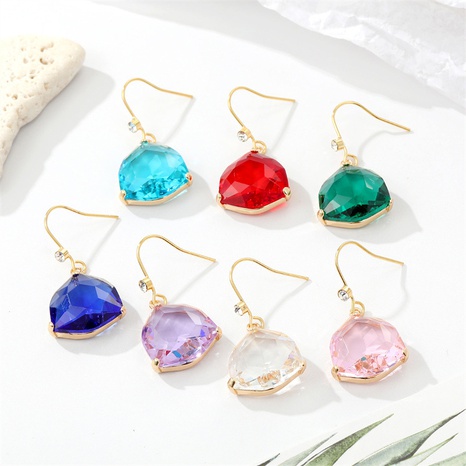 retro geometric crystal pendant colored glass earrings's discount tags