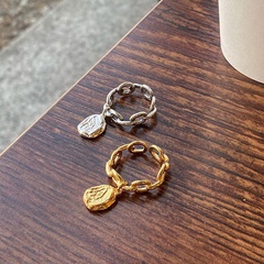 fashion irregular round card hollow copper open index finger ring