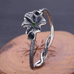 Fashion retro interweaving open lotus leaf copper bracelet