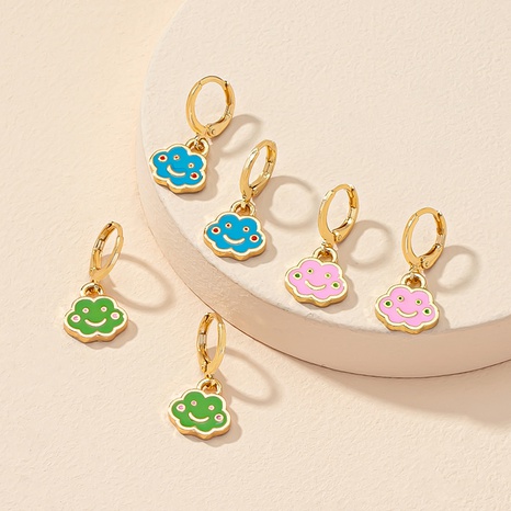 Cartoon cute cloud smiley face earrings lady simple oil drop ear jewelry's discount tags