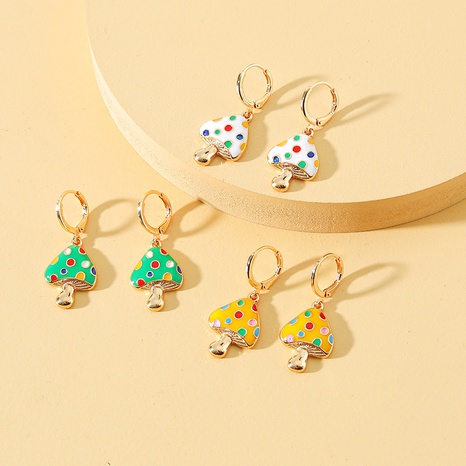Japanese niche ear studs French retro oil mushroom ear jewelry wholesale's discount tags