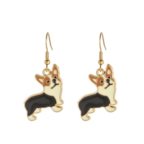 Fashion corgi dog earrings alloy drip oil duck dinosaur owl earrings's discount tags