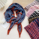 Doublesided plaid polka dot cotton linen diamond scarf female decorative scarfpicture8