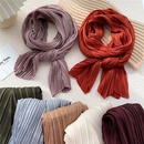 Solid color long pleated cotton and linen silk scarf female Korean decorative scarfpicture7