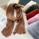 Solid color long pleated cotton and linen silk scarf female Korean decorative scarfpicture8