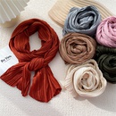 Solid color long pleated cotton and linen silk scarf female Korean decorative scarfpicture9