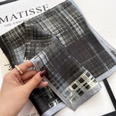 Europeanstyle irregular black and white plaid 53cm mulberry silk square scarfpicture9