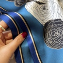 Blue camellia silk scarf female gift for mother 100 mulberry silk small square scarfpicture10
