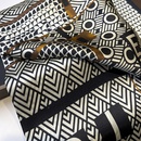 Spring and Autumn Korean stitching full print geometric black and white square scarfpicture10