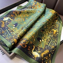 New pastoral green floral floral crimping silk mulberry silk 70cm square scarfpicture9