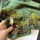 New pastoral green floral floral crimping silk mulberry silk 70cm square scarfpicture10