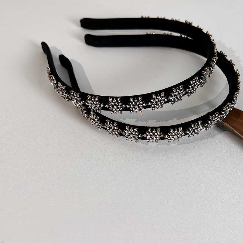 Accessoires pour cheveux en velours noir coren flocon de neige plein de diamants bandeau simple