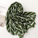 fashion tropical plant leaf veins cotton and linen handfeeling herringbone pattern silk scarfpicture13
