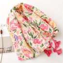 wholesale color tropical plant flower printing cotton and linen long hanging tassel shawl womenpicture8