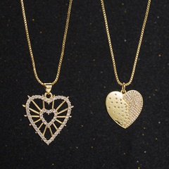 European and American simple copper gold-plated zircon heart-shaped pendant necklace
