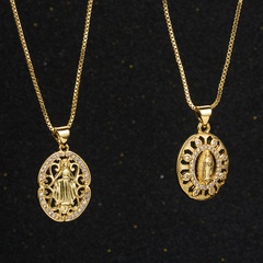 European and American fashion copper gold-plated zircon geometric pendant collarbone chain