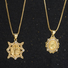 fashion retro copper gold-plated micro-set zircon geometric pendant necklace wholesale