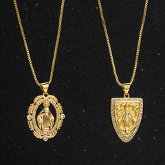 European and American fashion copper gold-plated micro-set zircon geometric pendant necklace