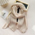 Solid color long pleated cotton and linen silk scarf female Korean decorative scarfpicture13