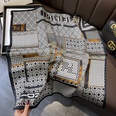 Spring and Autumn Korean stitching full print geometric black and white square scarfpicture12