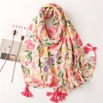 wholesale color tropical plant flower printing cotton and linen long hanging tassel shawl womenpicture12