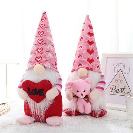 Saint Valentin poupée rose amour câlin ours sans visage Rudolph poupée décoration décoration's discount tags