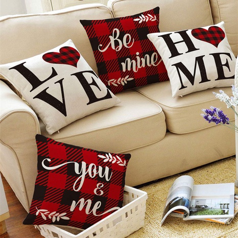 45*45CM 30*50CM Valentine's Day Linen Plaid Pillowcase Set of 4's discount tags
