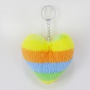 Rainbow Plush Peach Heart Multicolor Stitching Imitation Rabbit Fur Keychainpicture5