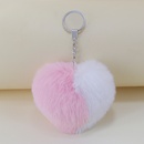 Rainbow Plush Peach Heart Multicolor Stitching Imitation Rabbit Fur Keychainpicture10