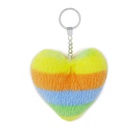 Rainbow Plush Peach Heart Multicolor Stitching Imitation Rabbit Fur Keychainpicture11