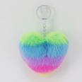 Rainbow Plush Peach Heart Multicolor Stitching Imitation Rabbit Fur Keychainpicture12