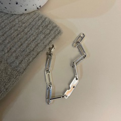 Korean niche design pin paper clip stitching irregular shape simple copper bracelet