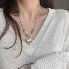 Korean niche design heart necklace simple paper clip heart-shaped copper necklace