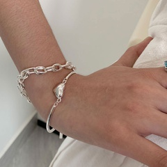 Bracelet coeur coréen demi-cercle connecté bracelet cuivre niche minimaliste