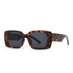 leopard square narrow sunglasses trend modern Retro Sunglasses