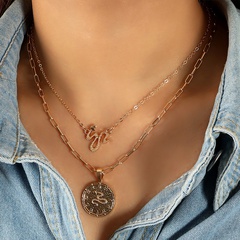 European and American new fashion pearl copper chain snake totem double-layer necklace