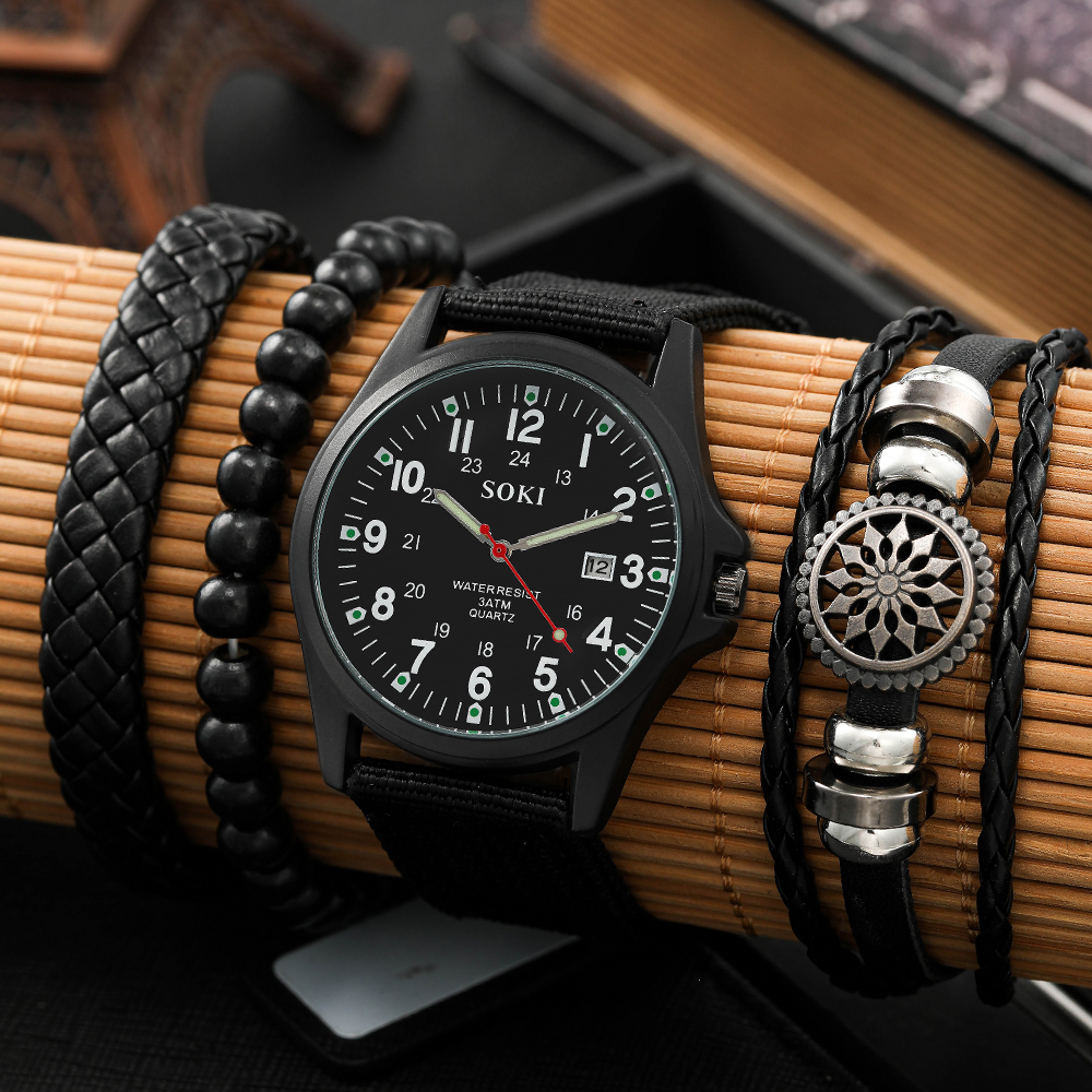 ELECTROPRIME 1X(SOKI Quartz Army Sport Men's Wrist Watch Dial Calendar  Watches Alloy Bla R4X2 : Amazon.in: Watches