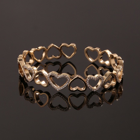fashion hollow geometric copper heart-shaped bracelet Valentine's Day gift NHBU601199's discount tags