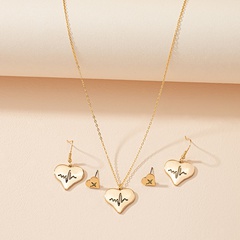 Korean heart necklace female niche simple earrings necklace set female ECG jewelry