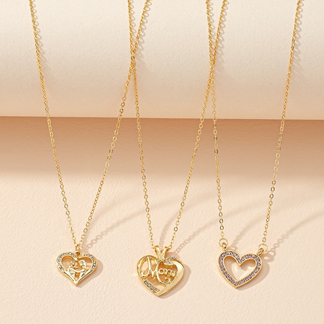 Diamond-encrusted heart necklace female niche design light luxury letter sweater chain  NHQJ601209's discount tags