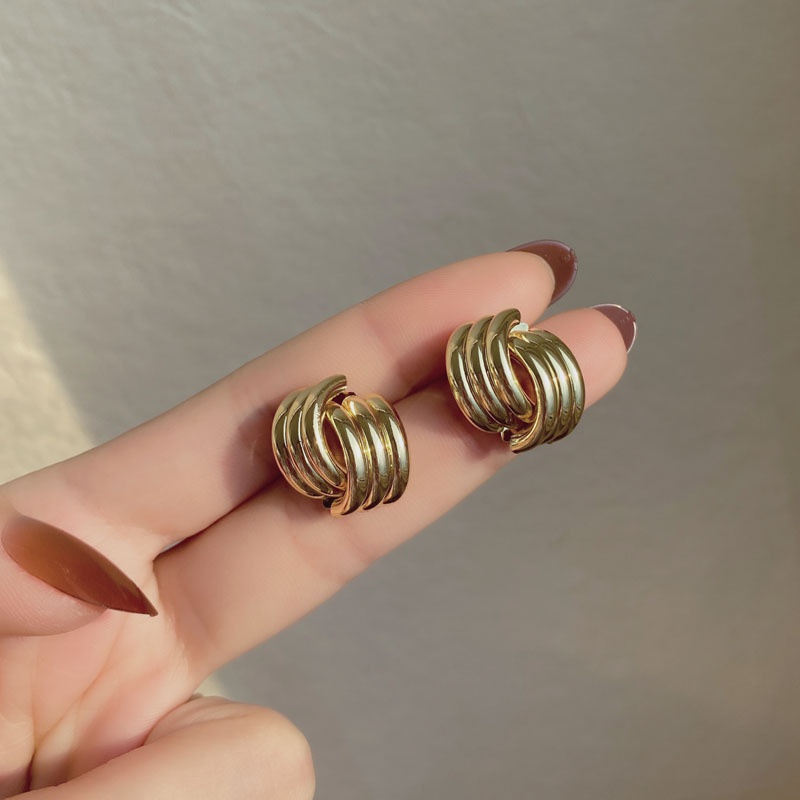 fashion threedimensional design geometric earrings simple metal texture earrings
