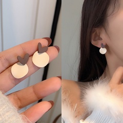 Korean retro heart geometric earrings fashion simple paint earrings
