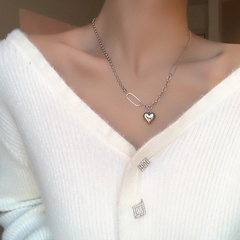 Korean ins style creative stitching trendy heart necklace simple clavicle chain