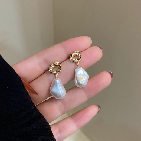 Pendientes de botón geométricos simples japoneses de perlas irregulares retro's discount tags
