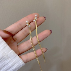 elegant Pearl Stud Earrings Fairy Long Tassel Earrings