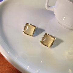 Retro Simple Imitation Opal Stud Earrings Small Square Stud Earrings