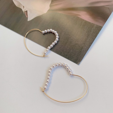fashion pearl exaggerated beautiful  heart-shaped earrings's discount tags